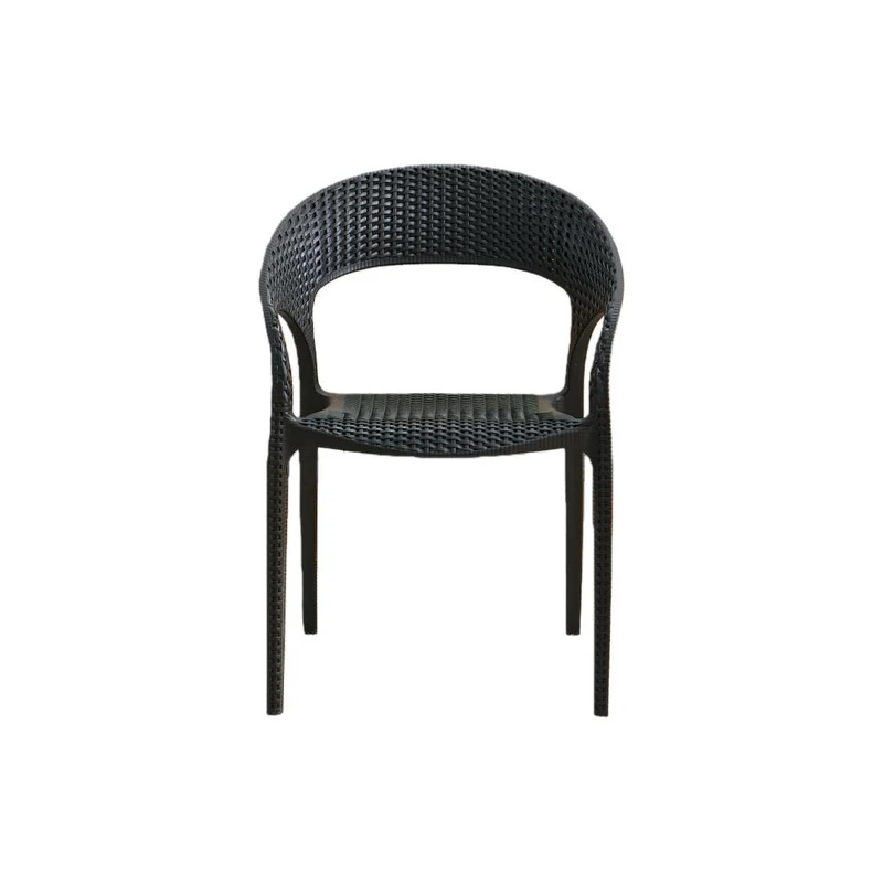 Set de 2 Sillas Axel, Negro, con Espaldar, Reposa Brazos y con Textura Trenzada