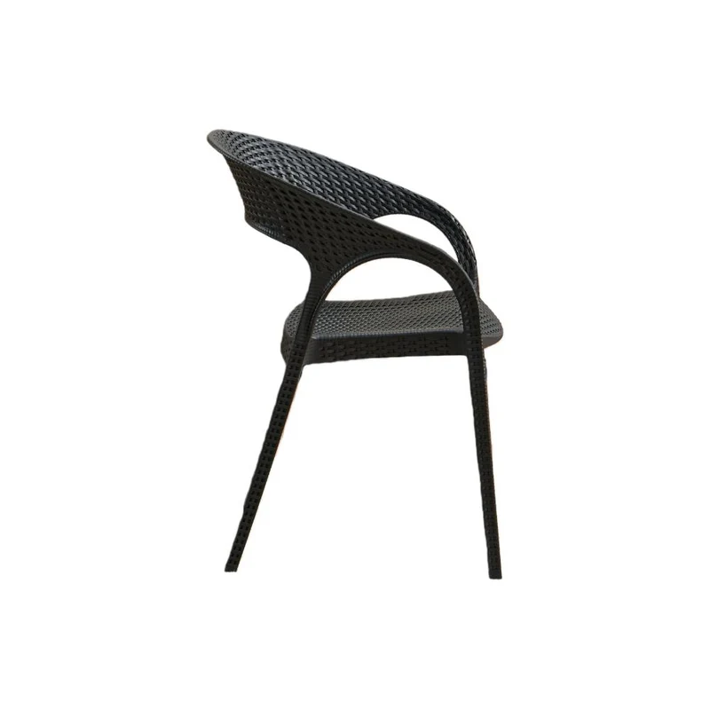 Set de 2 Sillas Axel, Negro, con Espaldar, Reposa Brazos y con Textura Trenzada