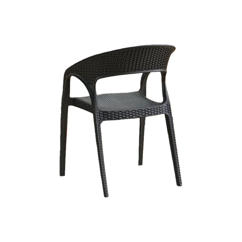 Set de 2 Sillas Axel, Negro, con Espaldar, Reposa Brazos y con Textura Trenzada