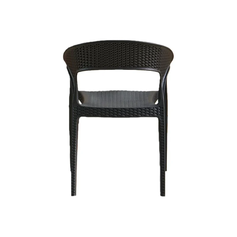 Set de 2 Sillas Axel, Negro, con Espaldar, Reposa Brazos y con Textura Trenzada