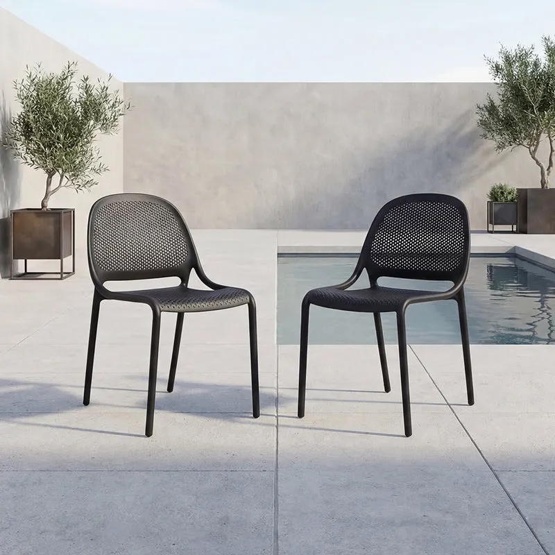 Set de 2 Sillas Tolondo Color Negro, con Espaldar Redondo Transpirable y Diseño Minimalista