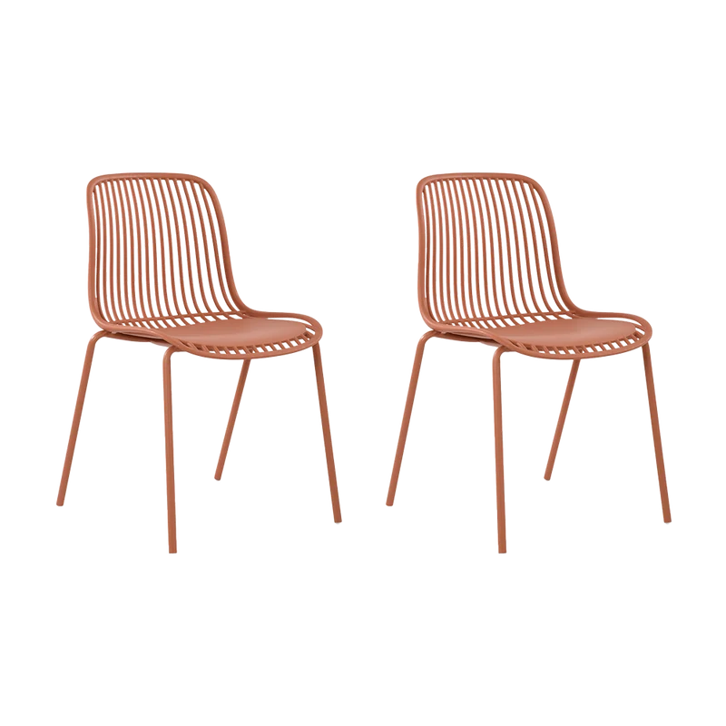 Set de 2 Sillas Barcelona, Color Rojo, con Espaldar en Líneas Diseño Moderno
