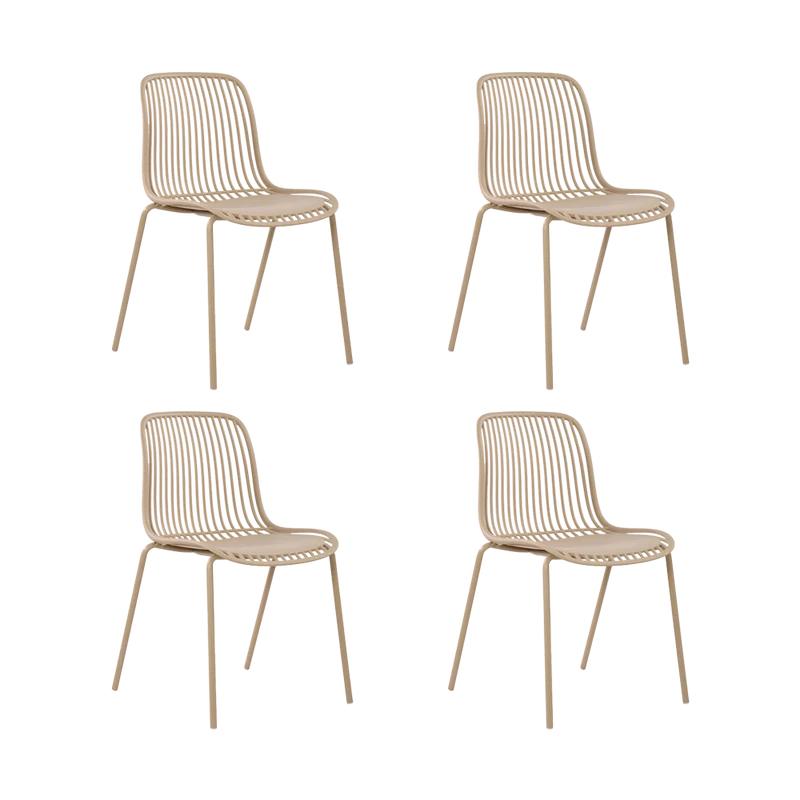 Set de 4 Sillas Barcelona, Color Blanco, con Espaldar en Líneas Diseño Moderno