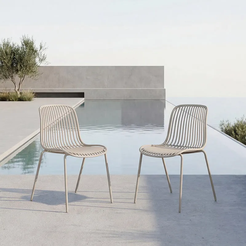 Set de 2 Sillas Barcelona, Color Blanco, con Espaldar en Líneas Diseño Moderno