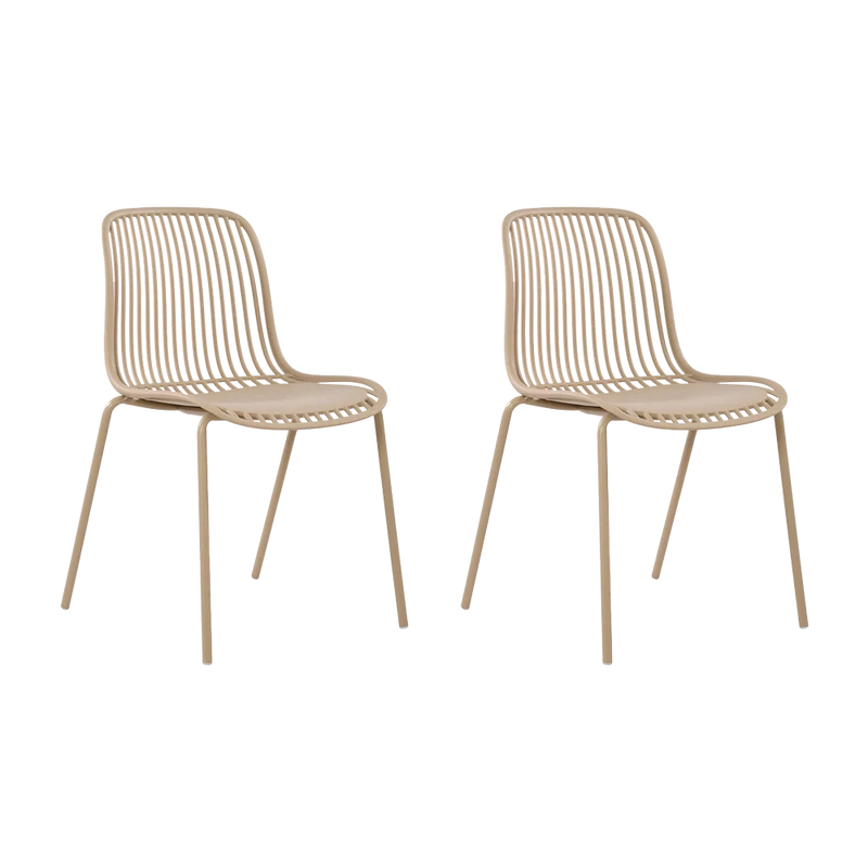 Set de 2 Sillas Barcelona, Color Blanco, con Espaldar en Líneas Diseño Moderno