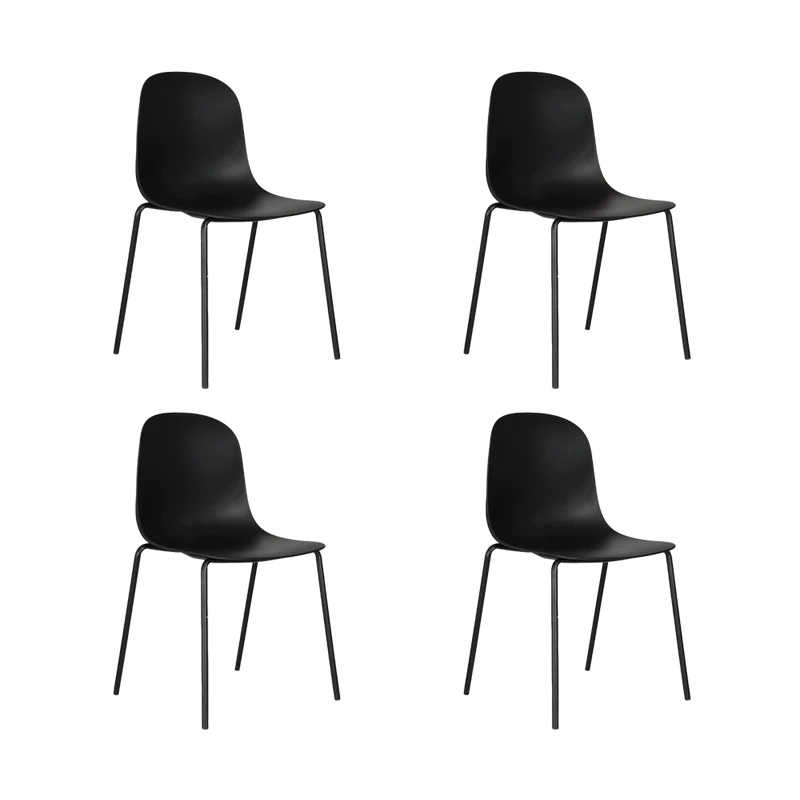 Set de 4 Sillas Aiara, Color Negro, Diseño Moderno