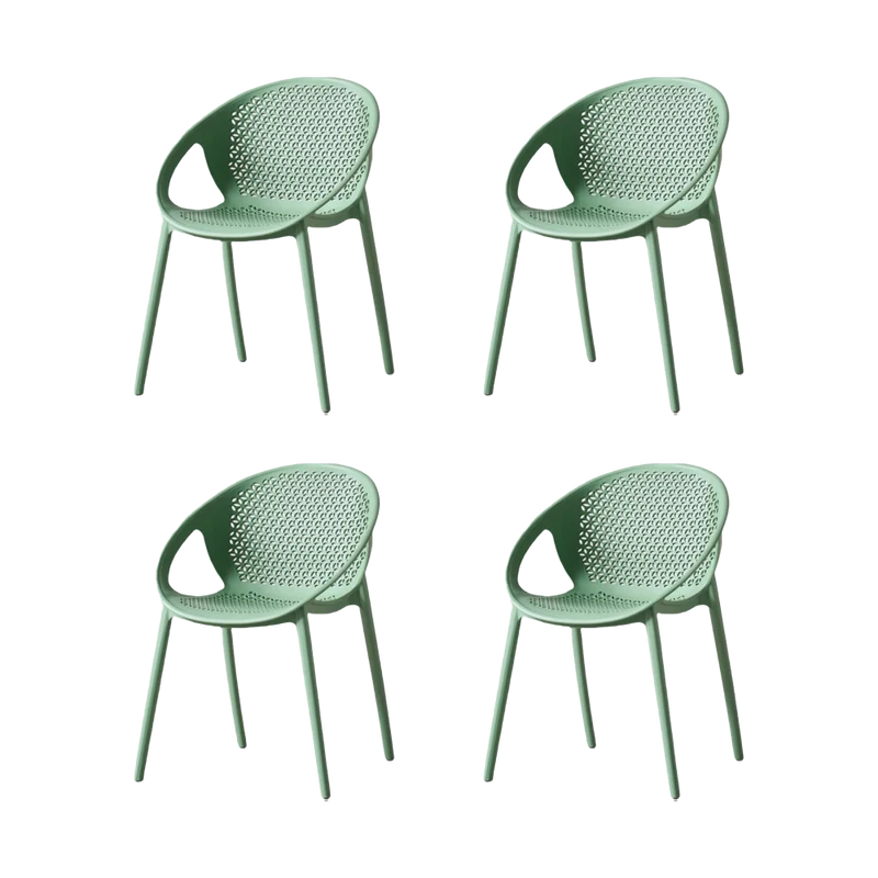Set de 4 Sillas Selva con Brazos, Color Verde Olivo, con Espaldar