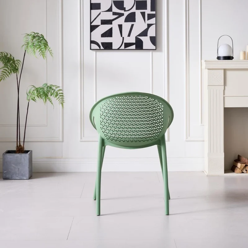 Set de 4 Sillas Selva con Brazos, Color Verde Olivo, con Espaldar