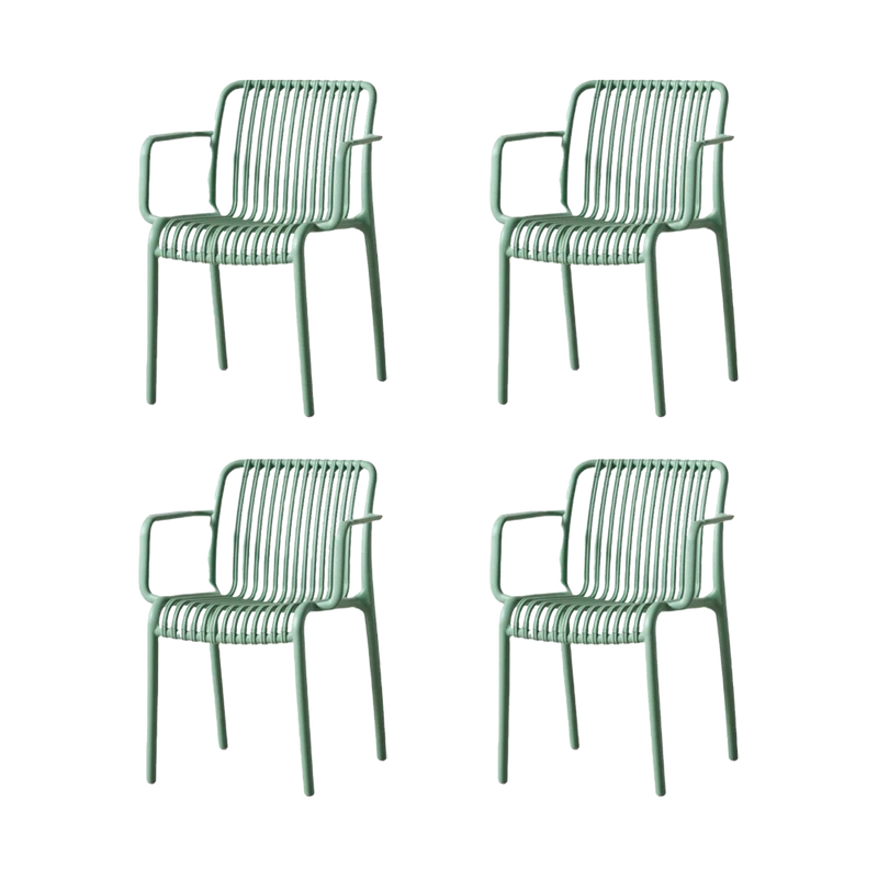 Set de 4 Sillas Terra con Brazos, Color Verde Olivo, con Espaldar