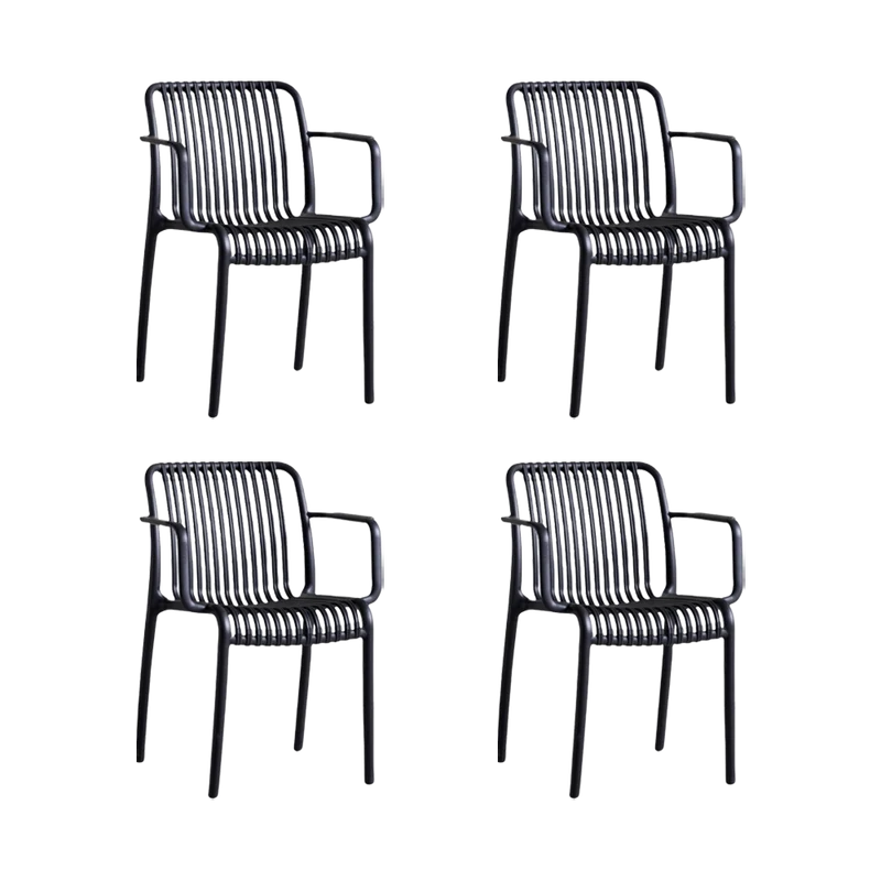 Set de 4 Sillas Terra con Brazos, Color Negro, con Espaldar