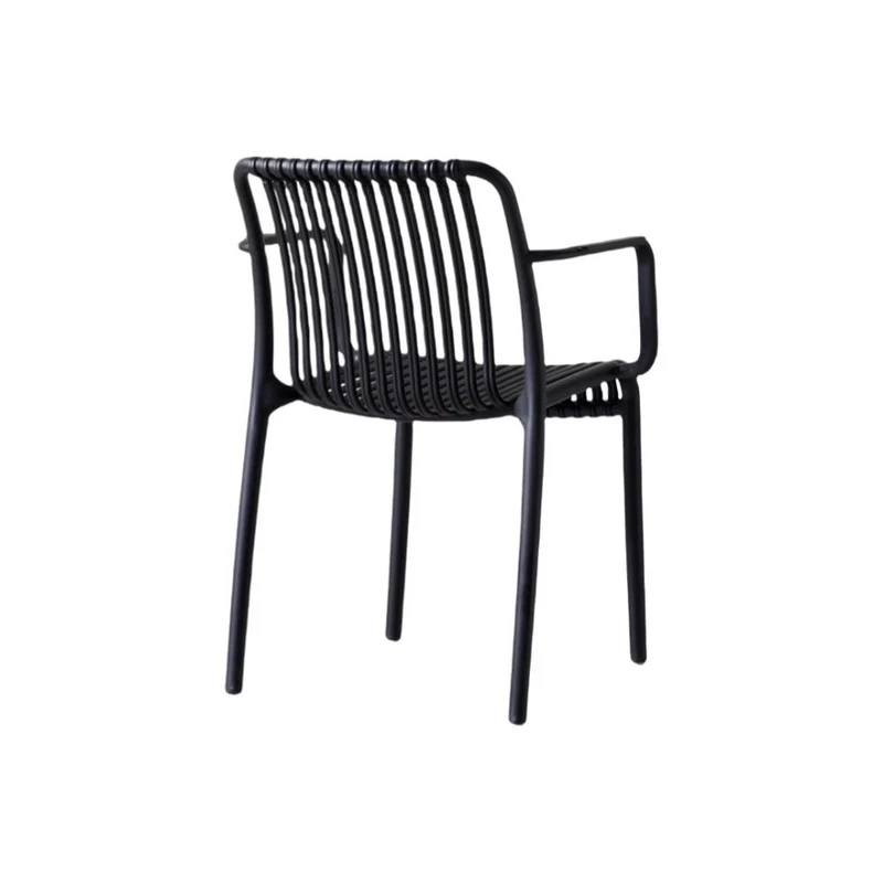 Set de 4 Sillas Terra con Brazos, Color Negro, con Espaldar
