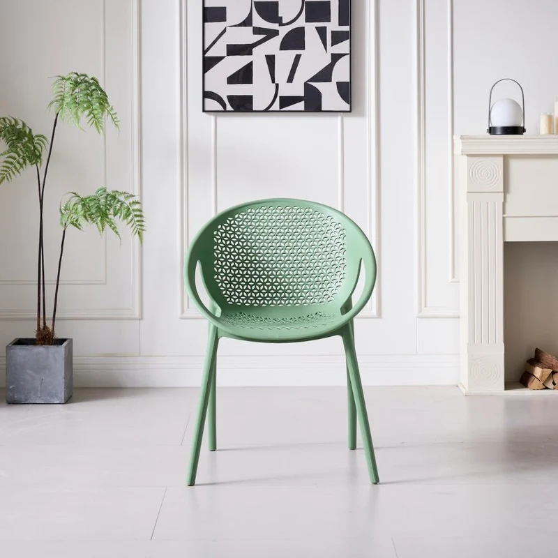 Set de 2 Sillas Selva con Brazos, Color Verde Olivo, con Espaldar