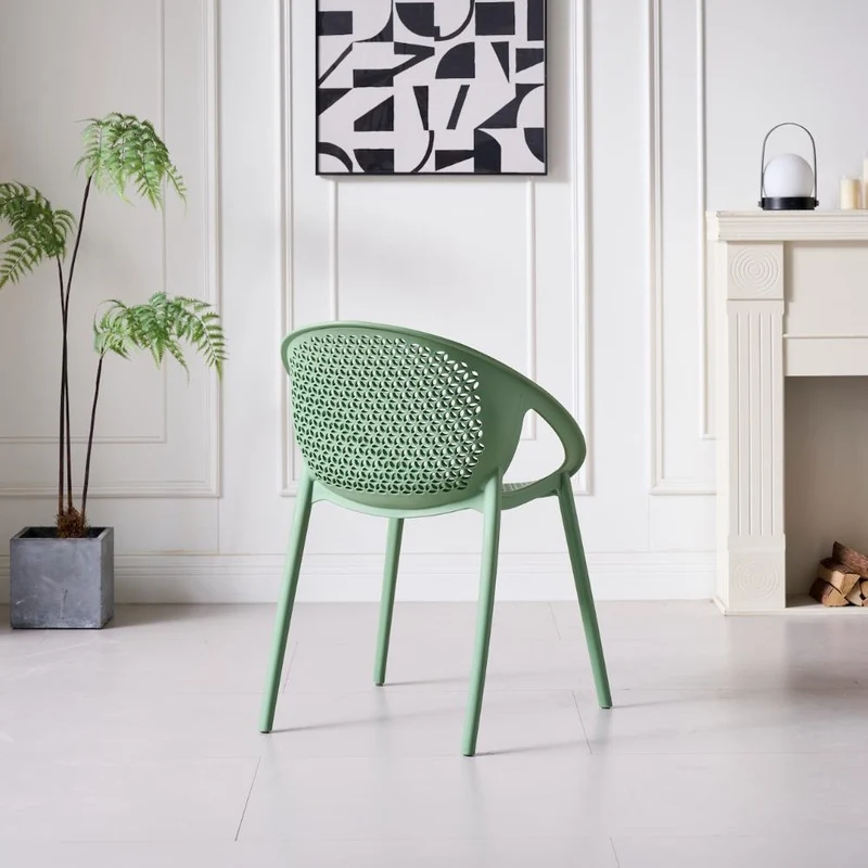 Set de 2 Sillas Selva con Brazos, Color Verde Olivo, con Espaldar