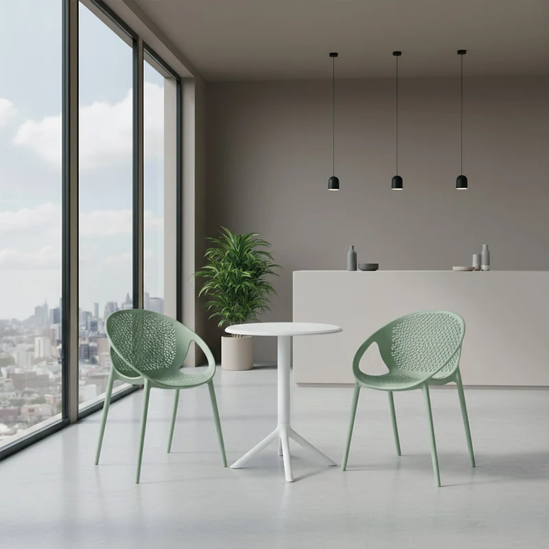 Set de 2 Sillas Selva con Brazos, Color Verde Olivo, con Espaldar
