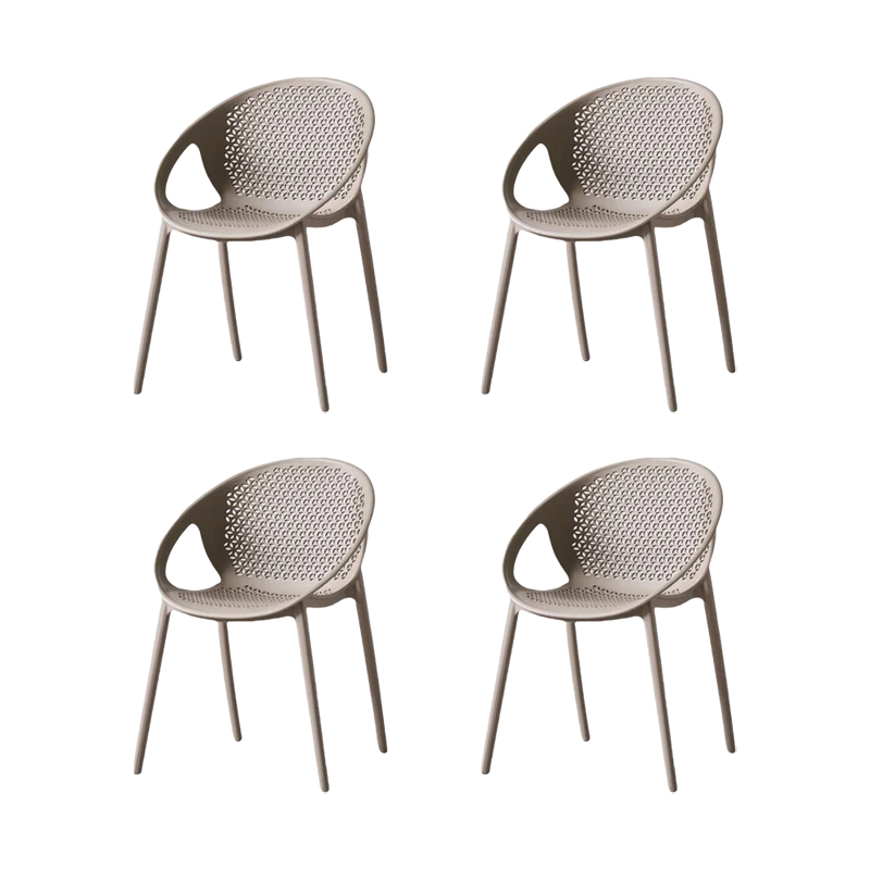 Set de 4 Sillas Selva con Brazos, Color Taupe, con Espaldar