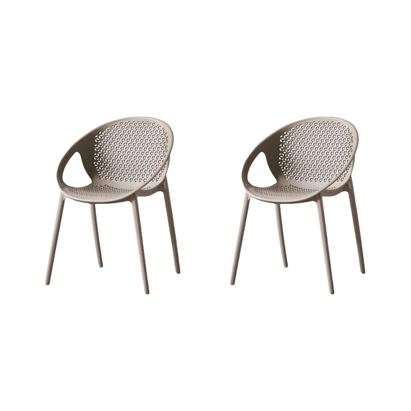 Set de 2 Sillas Selva con Brazos, Color Taupe, con Espaldar