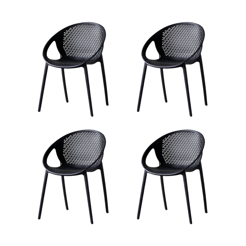Set de 4 Sillas Selva con Brazos, Color Negro, con Espaldar