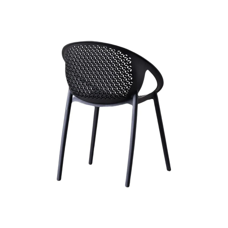 Set de 4 Sillas Selva con Brazos, Color Negro, con Espaldar