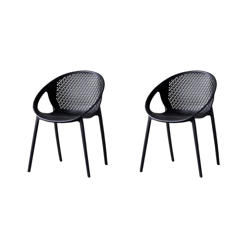 Set de 2 Sillas Selva con Brazos, Color Negro, con Espaldar