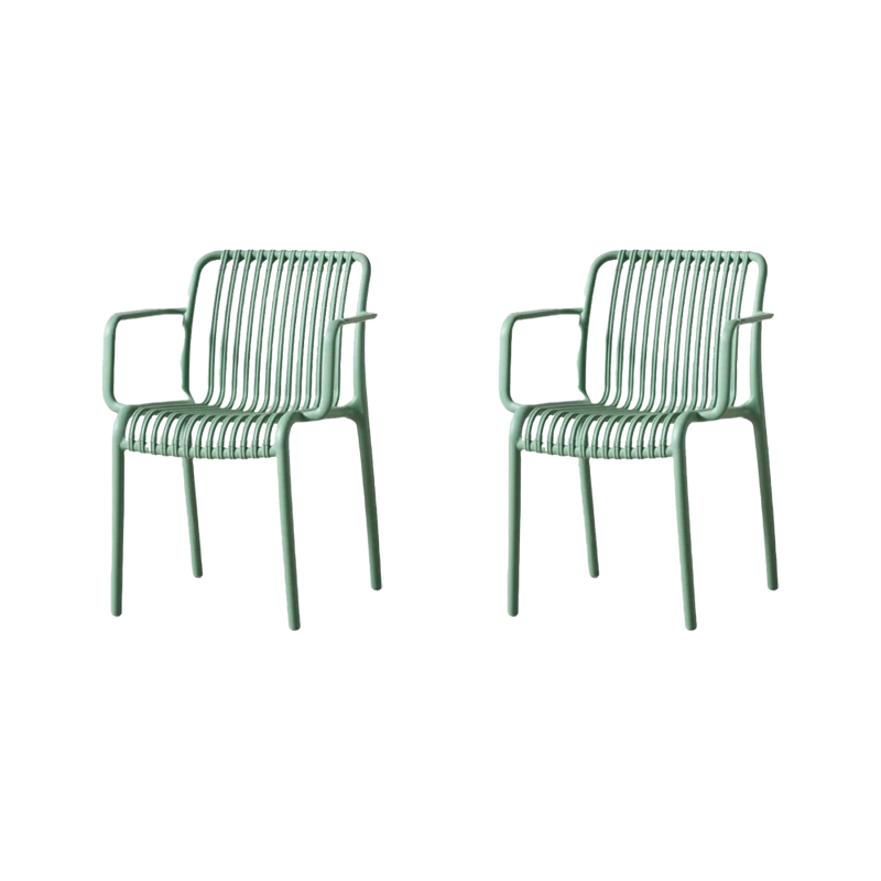 Set de 2 Sillas Terra con Brazos, Color Verde Olivo, con Espaldar