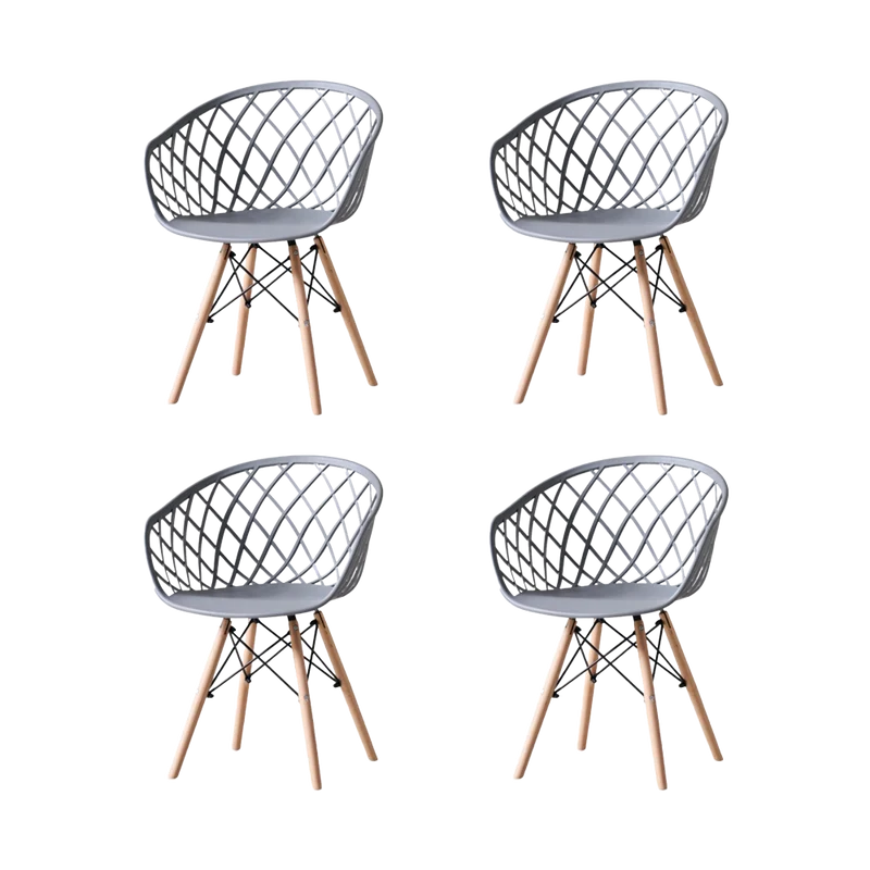 Set de 4 Sillas Oasis con Brazos, Color Gris, con Espaldar