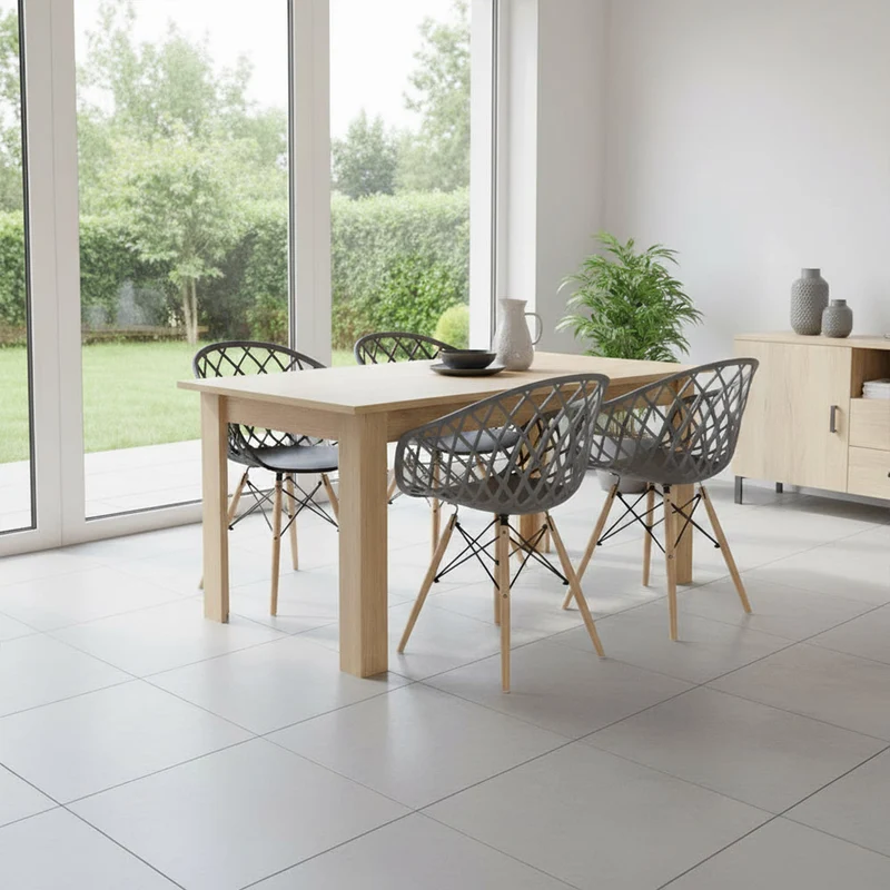 Set de 4 Sillas Oasis con Brazos, Color Gris, con Espaldar