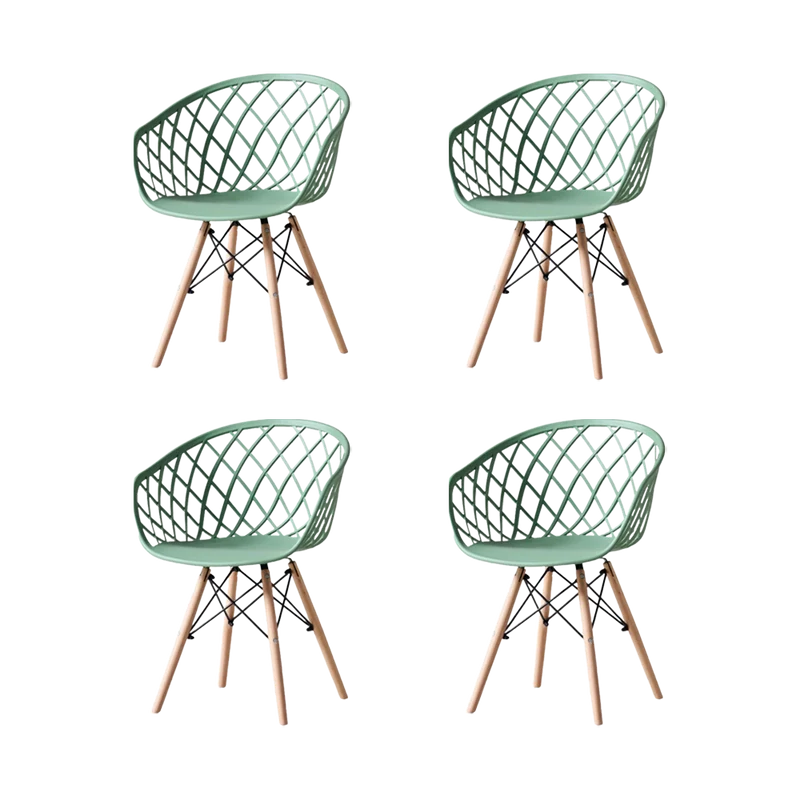 Set de 4 Sillas Oasis con Brazos, Color Verde Olivo, con Espaldar