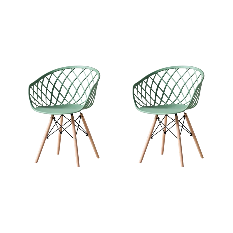 Set de 2 Sillas Oasis con Brazos, Color Verde Olivo, con Espaldar