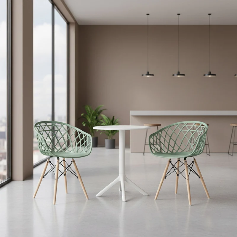 Set de 2 Sillas Oasis con Brazos, Color Verde Olivo, con Espaldar