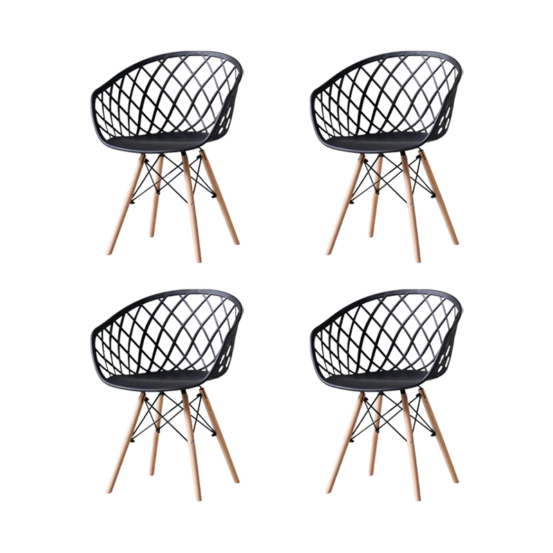 Set de 4 Sillas Oasis con Brazos, Color Negro, con Espaldar