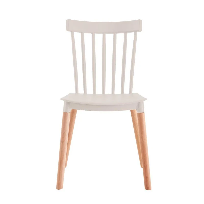 Set de 4 Sillas Jeicob, Blanco y Café Claro, Cómodo Asiento y Patas en Madera