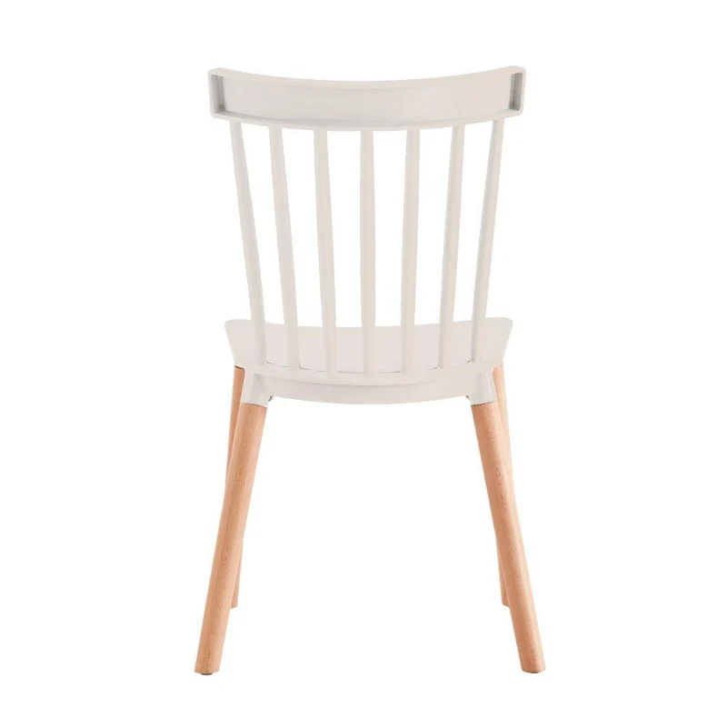 Set de 4 Sillas Jeicob, Blanco y Café Claro, Cómodo Asiento y Patas en Madera
