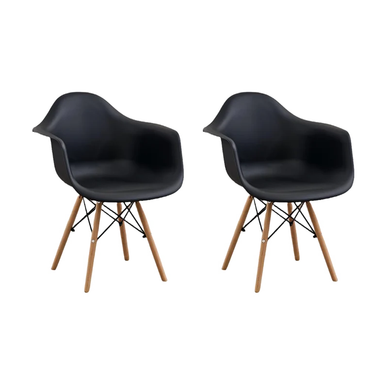 Set de 2 Sillas Eymos, Color Negro, con Espaldar y Patas en Madera