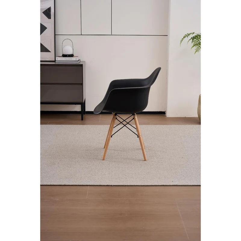Set de 2 Sillas Eymos, Color Negro, con Espaldar y Patas en Madera