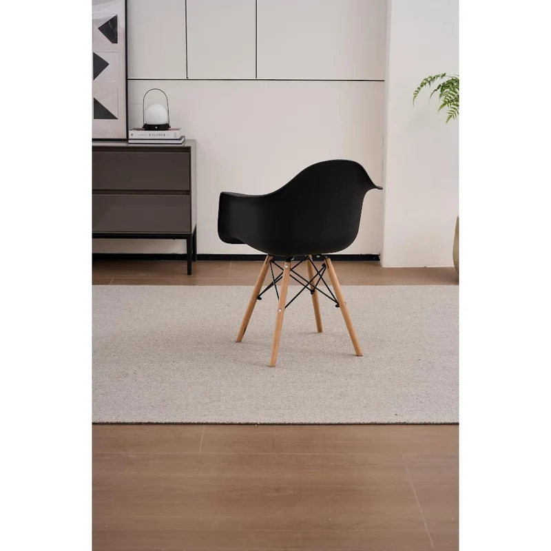 Set de 2 Sillas Eymos, Color Negro, con Espaldar y Patas en Madera