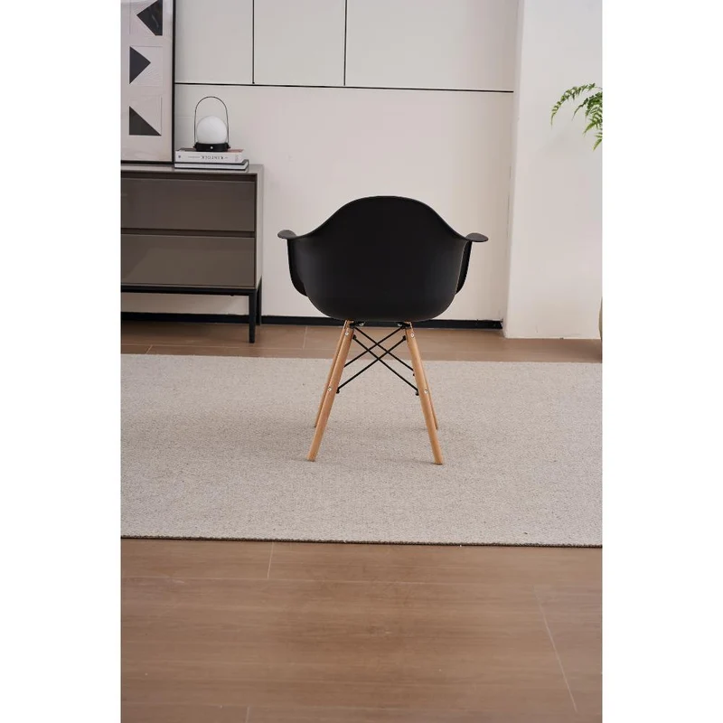 Set de 2 Sillas Eymos, Color Negro, con Espaldar y Patas en Madera