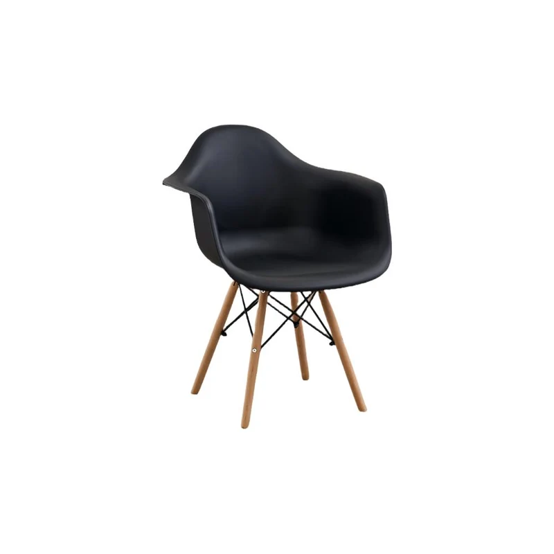 Set de 2 Sillas Eymos, Color Negro, con Espaldar y Patas en Madera