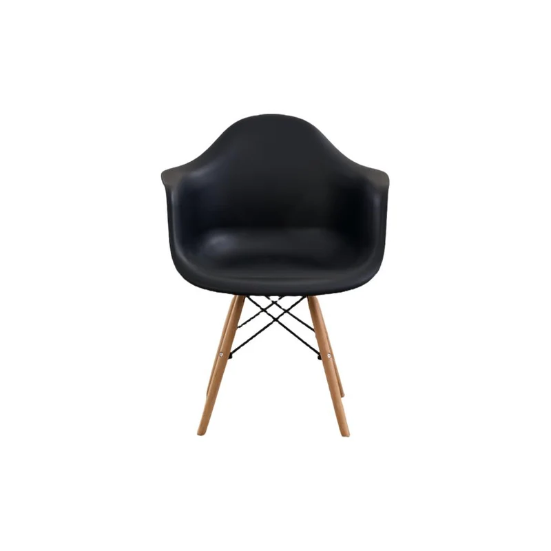 Set de 2 Sillas Eymos, Color Negro, con Espaldar y Patas en Madera