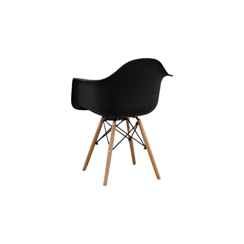Set de 2 Sillas Eymos, Color Negro, con Espaldar y Patas en Madera