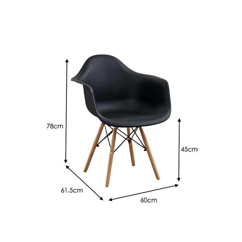 Set de 2 Sillas Eymos, Color Negro, con Espaldar y Patas en Madera