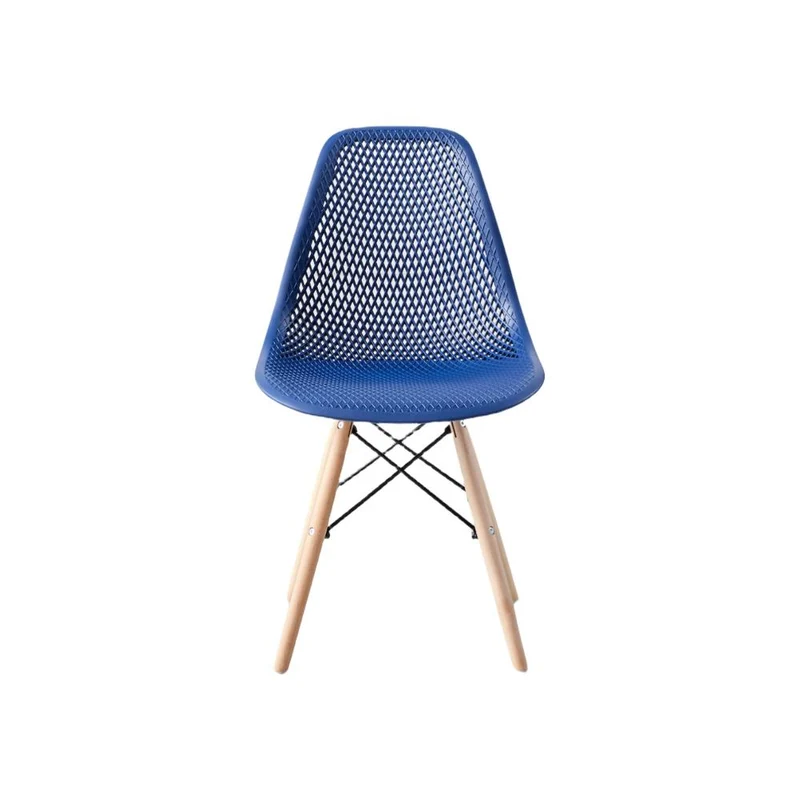 Set de 4 Sillas Aira, Color Azul, con Espaldar y Patas en Madera
