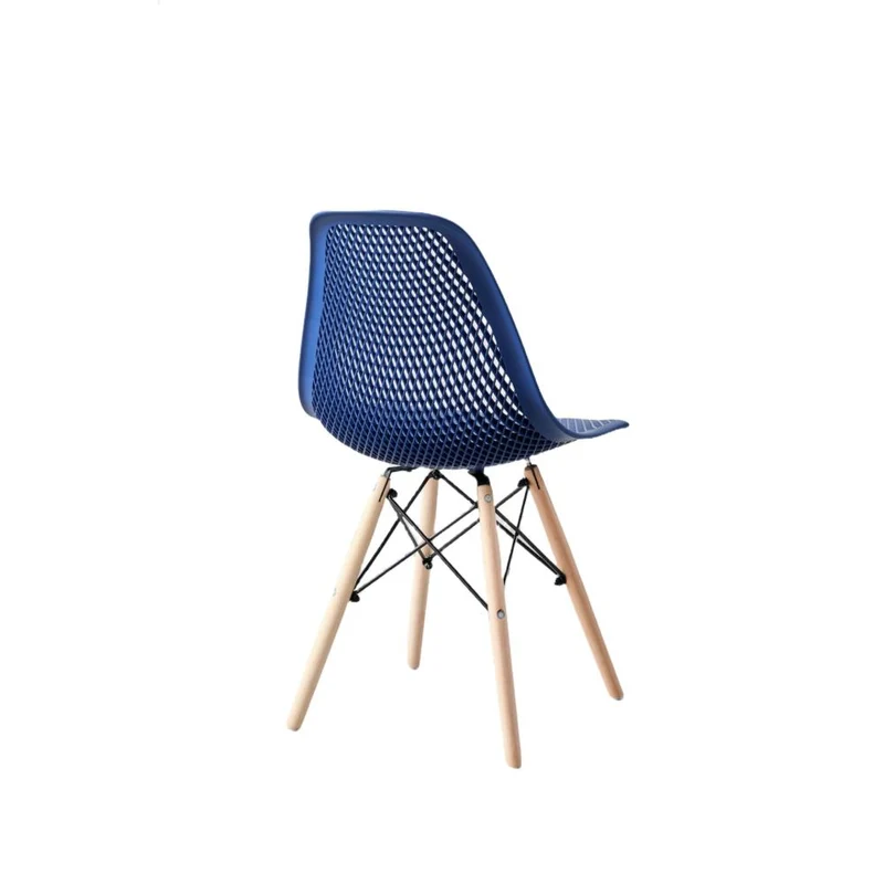 Set de 4 Sillas Aira, Color Azul, con Espaldar y Patas en Madera
