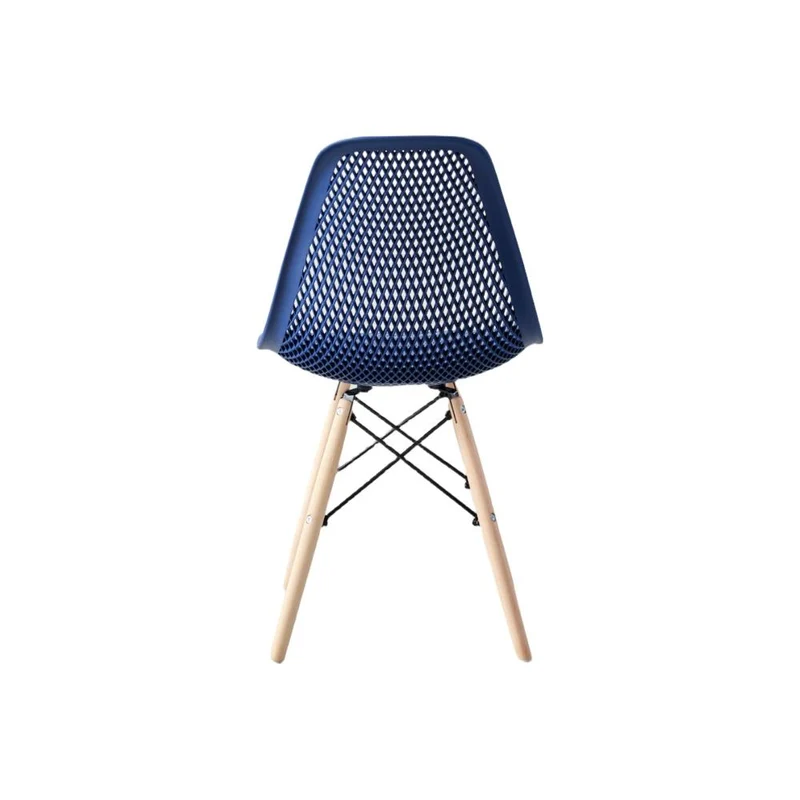 Set de 4 Sillas Aira, Color Azul, con Espaldar y Patas en Madera