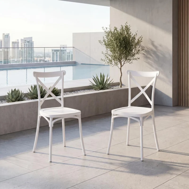 Set de 2 Sillas Betany, Color Blanco, con Espaldar y Diseño Minimalista