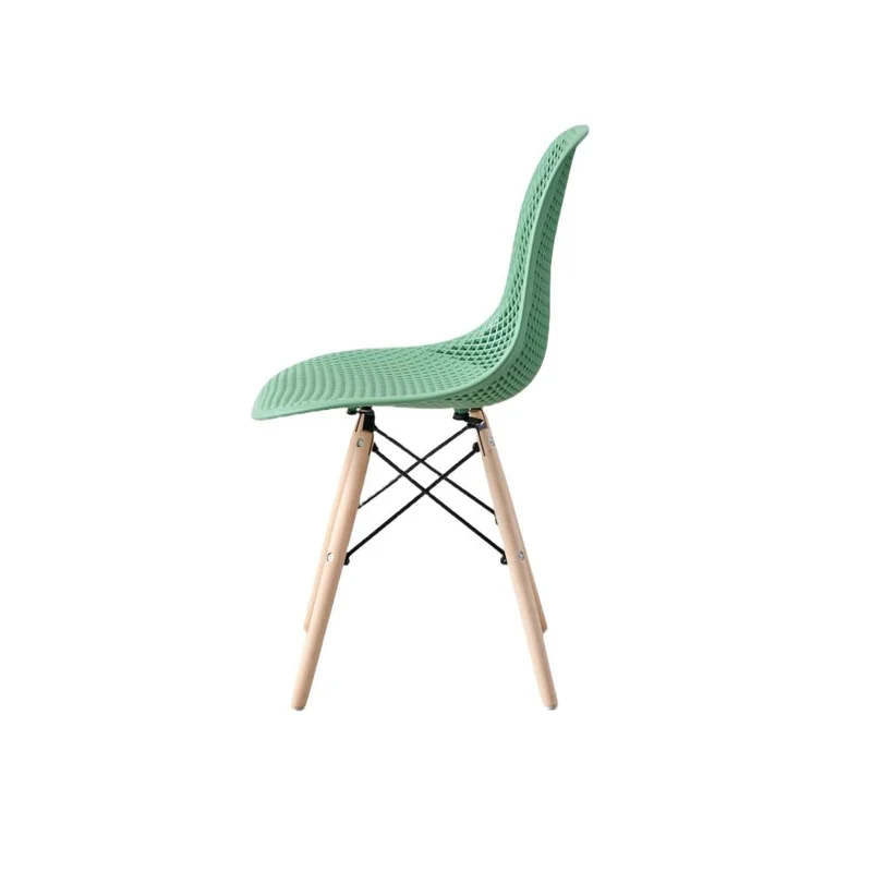 Set de 2 Sillas Aira, Color Verde Oliva, con Espaldar y Patas en Madera