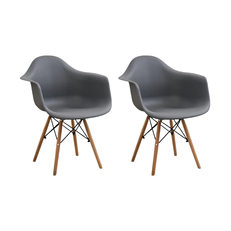 Set de 2 Sillas Eymos, Color Gris Oscuro, con Espaldar y Patas en Madera