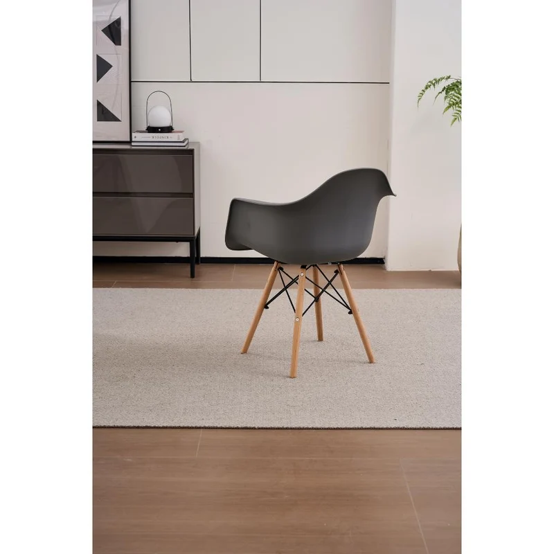 Set de 2 Sillas Eymos, Color Gris Oscuro, con Espaldar y Patas en Madera