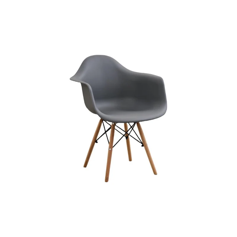 Set de 2 Sillas Eymos, Color Gris Oscuro, con Espaldar y Patas en Madera