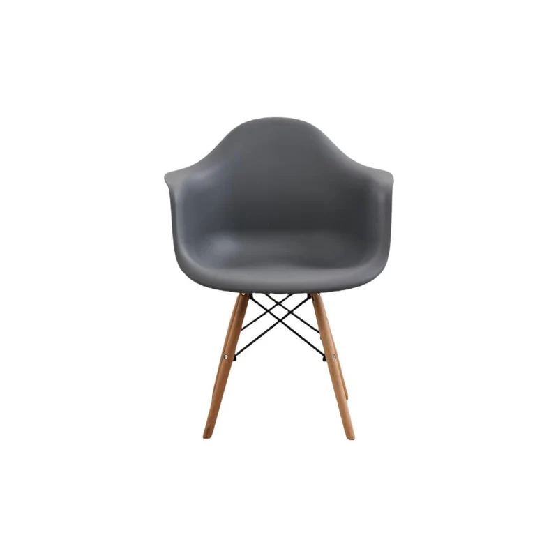 Set de 2 Sillas Eymos, Color Gris Oscuro, con Espaldar y Patas en Madera