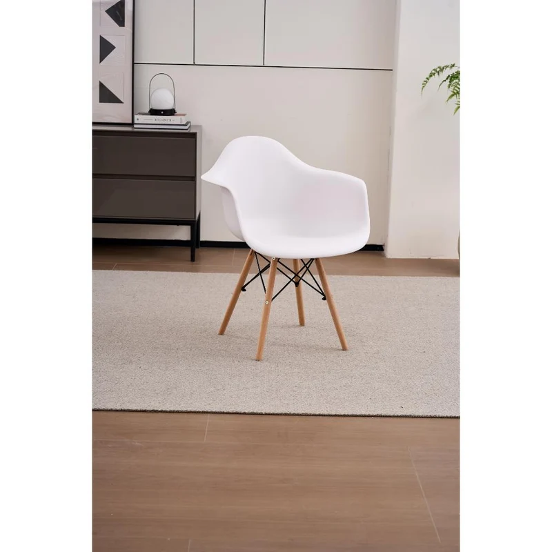 Set de 4 Sillas Eymos, Color Blanco, con Espaldar y Patas en Madera